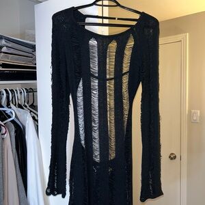 Fashion Nova Black Cut-Out Knit Dress